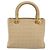 Borsa Christian Dior Lady Dior Canage Nylon Beige Gold Auth bs36737 D'oro - vista 3