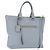 Saco Tote PRADA em couro 2way Azul Claro Ouro Auth 192481A Dourado