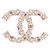 Chanel Brosche Double CC Gold Kristalle und Perlen Golden