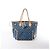 Borsa a tracolla Louis Vuitton Neverfull MM Monogram Denim in blu M13192 - vista 13