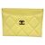 Tarjetero Chanel de piel de becerro granulada amarilla Amarillo