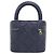 Borsa Chanel in pelle d'agnello blu navy - vista 2