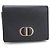 Portafoglio tri-fold Christian Dior in pelle di vitello nera Nero