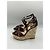 Sandali wedge in pelle Christian Dior Brown Cannage Platform Marrone - vista 3