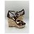 Sandali wedge in pelle Christian Dior Brown Cannage Platform Marrone - vista 8