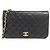 Borsa a tracolla Chanel 03568 in pelle d'agnello nera Nero