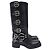 Miu Miu Biker-Boots mit Schnallenriemen aus schwarzem Leder