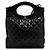 Chanel Sac cabas à main en cuir de veau noir avec chaîne argentée bandoulière crossbody
