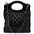 Chanel Sac cabas à main en cuir de veau noir avec chaîne argentée bandoulière crossbody - vue 4