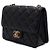 Chanel Borsa a patta matelassé in pelle d'agnello nera con logo CC e catena dorata Nero - vista 3