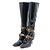 Fendi Botas largas para mujer en cuero charol negro con correa FF Logo - vista 3