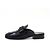 Prada Brushed Black Mule Slippers with Triangular Logo