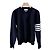 Thom Browne Strick mit diagonalen Streifen und Goldakzenten Navy Size Blau