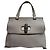 Gucci Borsa crossbody con manico superiore in pelle Bamboo Grey Marrone