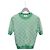 Gucci Strickpullover aus Baumwoll-Woll-Mischung GG Jacquard Mint Kurzarm Grün