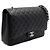 Chanel Borsa a tracolla con patta e catena argentata Nero - vista 3
