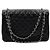 Chanel Borsa a tracolla con patta e catena argentata Nero - vista 4