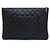 Chanel Clutch Classic Large in pelle d'agnello nera con CC argento Nero - vista 4