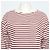 Céline T-shirt de manga comprida em algodão branco com riscas borgonha - vista 2