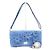 Miu Miu Borsa a tracolla in rafia blu con fiore di cristallo e catena argentata