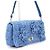 Miu Miu Borsa a tracolla in rafia blu con fiore di cristallo e catena argentata - vista 4