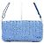 Miu Miu Borsa a tracolla in rafia blu con fiore di cristallo e catena argentata - vista 5