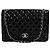 Chanel Borsa a spalla classica in pelle verniciata tono argento Nero