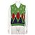 Gucci Herren-Strickweste aus Baumwolle mit Logo und grünem Argyle-Muster