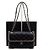 Chanel Borsa a tracolla in pelle d'agnello nera con logo CC dorato, patta, perle e catena dorata Nero