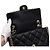 Chanel Borsa a tracolla in pelle d'agnello nera con logo CC dorato, patta, perle e catena dorata Nero - vista 6
