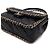 Chanel Borsa a tracolla in pelle d'agnello nera con logo CC dorato, patta, perle e catena dorata Nero - vista 9