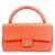 Chanel Gesteppte Top-Handle Tote Bag aus Lammleder in Orange
