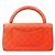 Chanel Gesteppte Top-Handle Tote Bag aus Lammleder in Orange - Ansicht 3