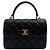 Chanel Borsa a tracolla piccola in pelle di agnello con patta e catena Nera Nero