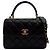 Chanel Borsa a tracolla piccola in pelle di agnello con patta e catena Nera Nero - vista 9
