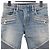 Balmain Jeans Biker con Cerniera Argentata Blu - vista 2
