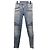 Balmain Jeans Biker con Bottoni Dorati e Zip Blu