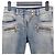 Balmain Jeans Biker con Bottoni Dorati e Zip Blu - vista 2