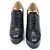 Chanel Gesteppte Blockabsatz-Stiefeletten aus schwarzem Lammleder
