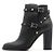 Valentino Botas de cano curto Rockstud em couro preto para mulher