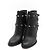Valentino Botas de cano curto Rockstud em couro preto para mulher - vista 3