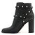 Valentino Botas de cano curto Rockstud em couro preto para mulher - vista 4