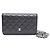 Chanel Borsa a tracolla con catena Caviar Classic WOC con CC argento Nero