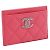 Chanel Tarjetero de piel caviar rosa - vista 4