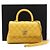 Coco Handle Chanel Sac à main Tote Small Flap Top Handle en cuir Caviar jaune avec chaîne dorée et bandoulière