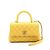 Coco Handle Chanel Sac à main Tote Small Flap Top Handle en cuir Caviar jaune avec chaîne dorée et bandoulière - vue 2