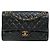 Chanel Borsa a spalla Classic in pelle d'agnello nera Medium Nero
