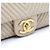 Chanel Bolsa de ombro CC com corrente dourada em couro de bezerro bege chevron Marrom - vista 4
