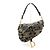 Saddle Dior Borsa a Sella Ricamata Effetto Corneli Ornamentale Nera e Beige Marrone