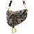Saddle Dior Borsa a Sella Ricamata Effetto Corneli Ornamentale Nera e Beige Marrone - vista 2